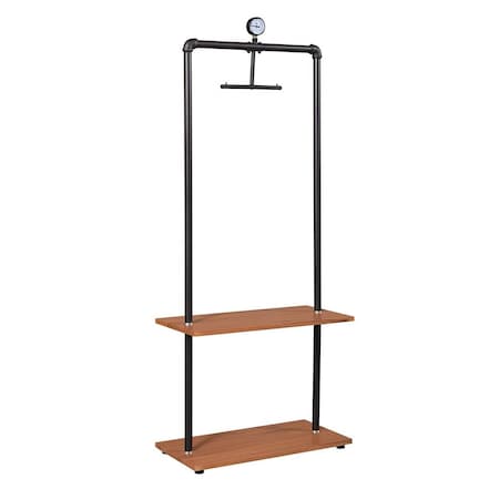 Furinno Wyatt Industrial Style Garment Rack with Wood ShelvesAntique Espresso FIND03AX
